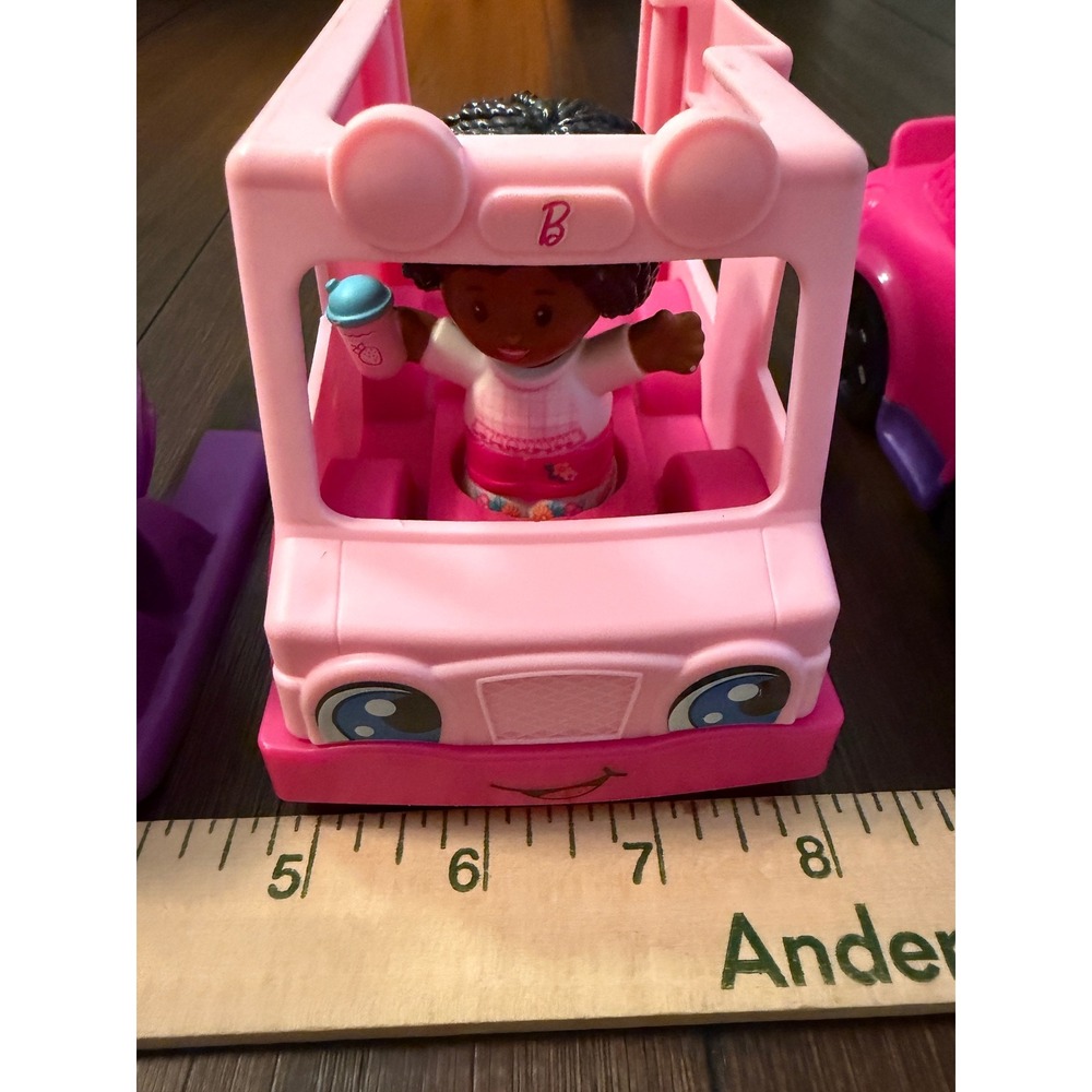 Fisher Price Little People Barbie Vehicle Lot Helicopter Ice Cream Truck Car 3pc - Picture 2 of 13